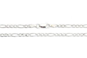 Ezüst nyaklánc Figaro csiszolt szemekből 3mm ródiumbevonattal - Férfi ezüst nyaklánc - ezüs ékszer webáruház