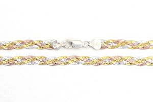 Ezüst nyaklánc 4 szállal fonott trikolor 7mm - Férfi ezüst nyaklánc