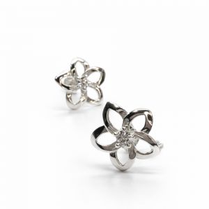 Ezüst virág fülbevaló cirkónia kővel, stekkeres - Ezüst fülbevaló
