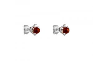 Borostyánköves ezüst fülbevaló picike szívben - 