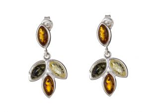 Borostyánköves ezüst fülbevaló e-2089 - 