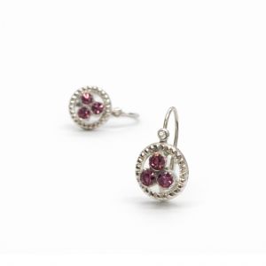 Ezüst előlkapcsos fülbevaló rózsaszín cirkóniával - Ezüst gyermek fülbevaló