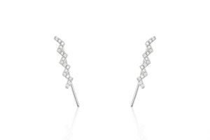 Ezüst fülbevaló átfűzős cikkcakkmintás köves ródiumbevonatos - 