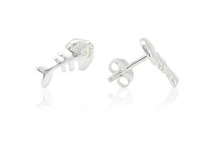 Ezüst fülbevaló bedugós halcsontváz - 