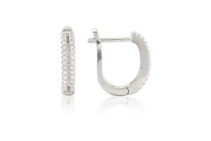 Ezüst fülbevaló franciazáras áttört apró fehér cirkónia kövekkel - 