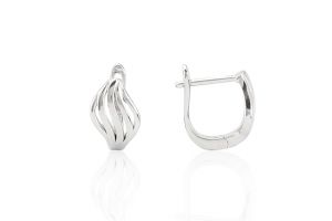 Ezüst fülbevaló franciakapcsos áttört íves mintás ródiumbevonatos - 