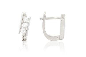 Ezüst fülbevaló franciakapcsos modern szögletes köves ródiumbevonatos - 