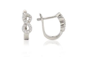 Ezüst fülbevaló franciazáras áttört köves infinity végtelen jellel - 