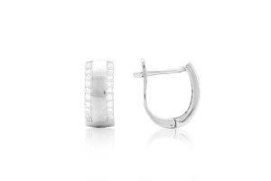 Ezüst fülbevaló franciazáras széles apró kövekkel - 