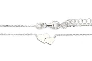 Ezüst nyaklánc fényes dupla szív medállal - 