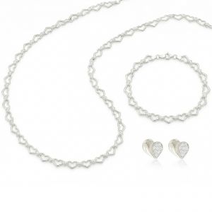 Elegáns Préselt szives ezüst ékszerszett - Ezüst karkötő