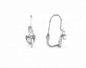 Stilizált virágos apró ezüst baba fülbevaló - 