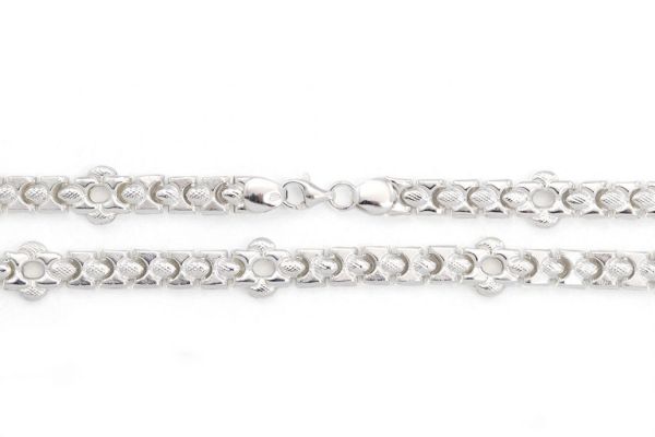 Ezüst karkötő préselt széles szemekből díszítéssel