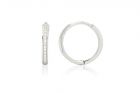 Ezüst fülbevaló keskeny bepattintós karika fehér köves 13mm ródiumbevonatos